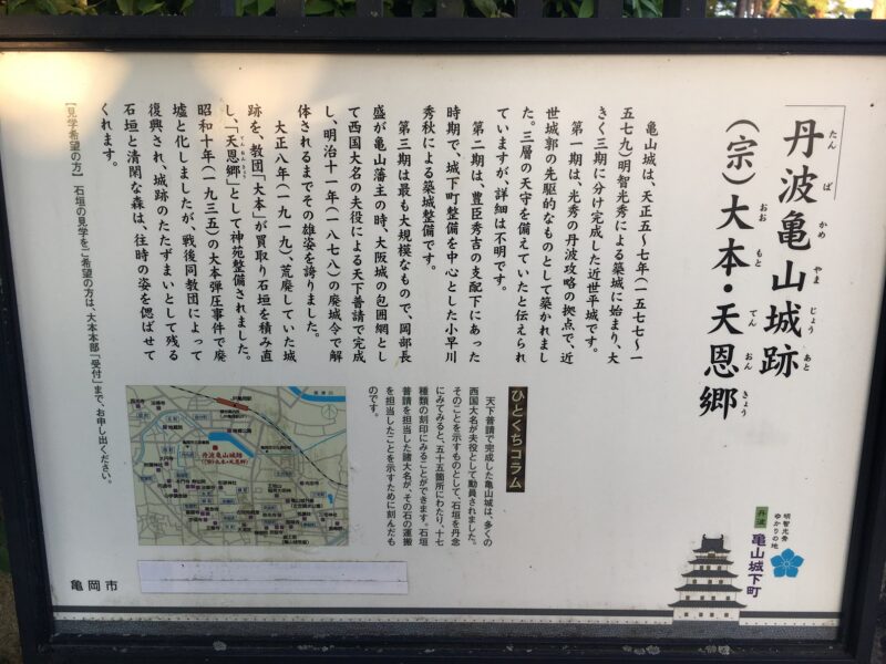 丹波亀山城跡の案内看板